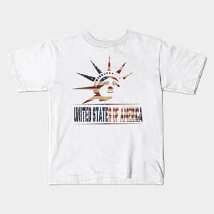 vintage statue of liberty Unated States Of America Vintage American Flag, 4th Of July Kids T-Shirt